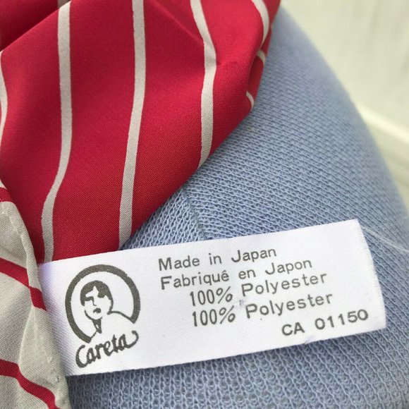 Careta Rectangle Scarf Burgundy Grey Stripe for Neck, Hair or Head Vintage Japan - Picture 3 of 5